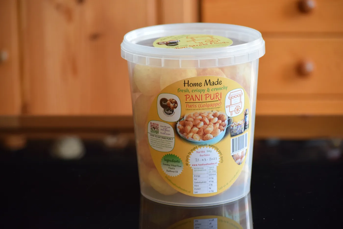 Packaged pani puri from the foodfoodfoodies archive